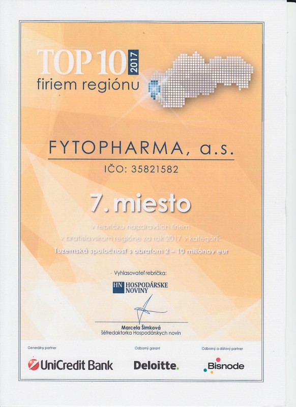 Fytopharma TOP 10 firiem regiónu